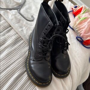 Black Leather Lace-Up Boots